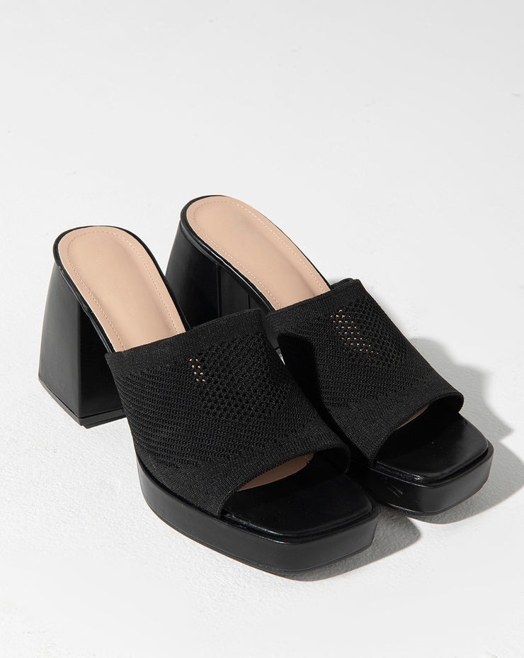High Heels Opened Toe Mules - Sandals - Black