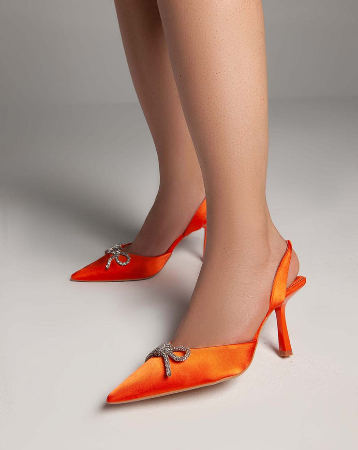 High Heels Sling Back Pumps - Orange