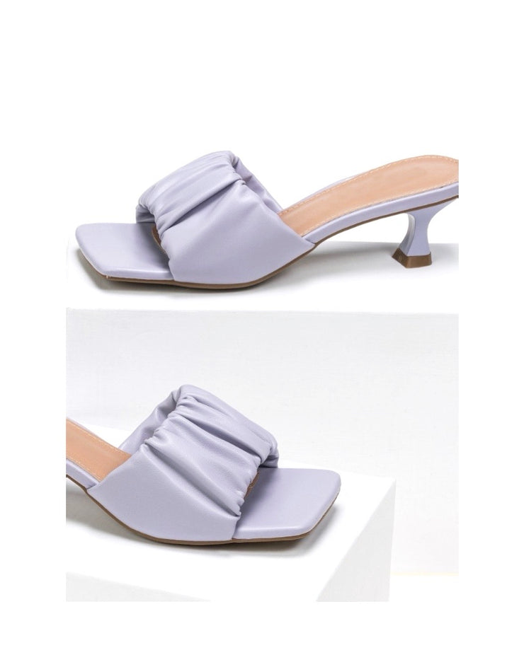 mules pedal with frilled band - Sandal Heels - Purple