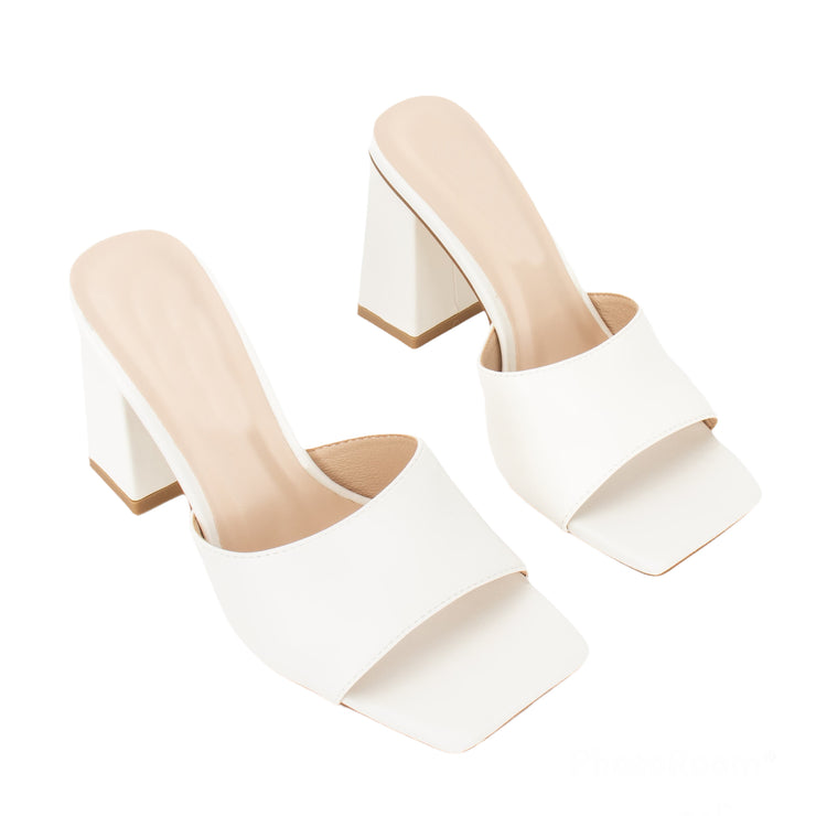 Moda block heel mules - White