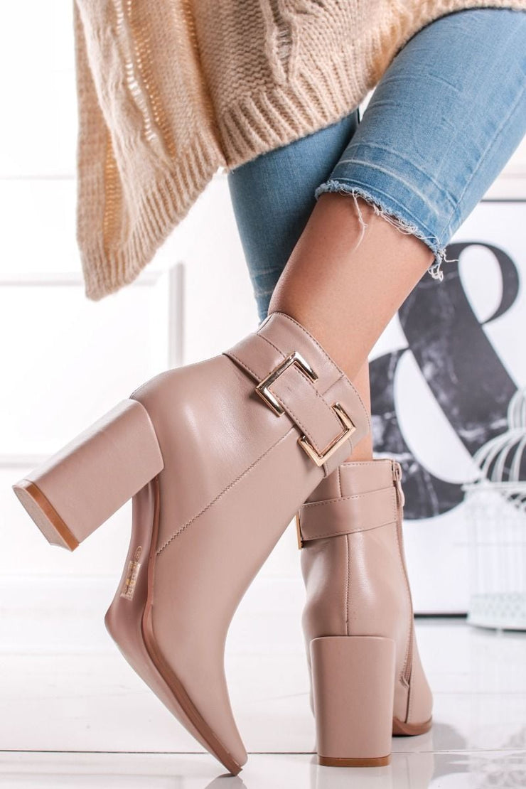 Elegent leather booties - Beige