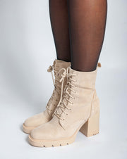 Block heel booties - Beige