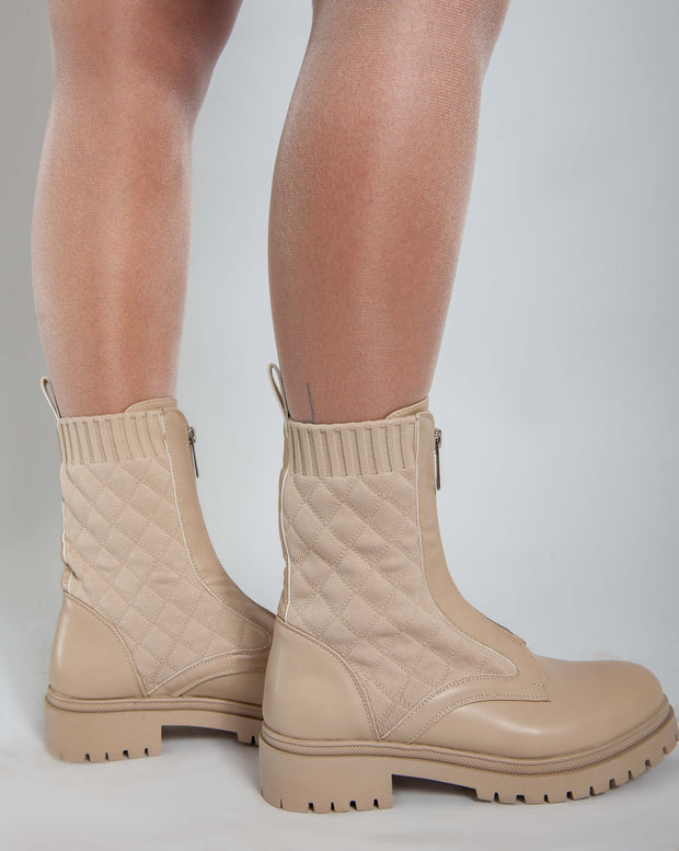 Rubberised chuncky boots - Beige