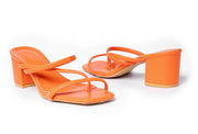 Two Band Chunky Mules - Sandal Heels - Orange