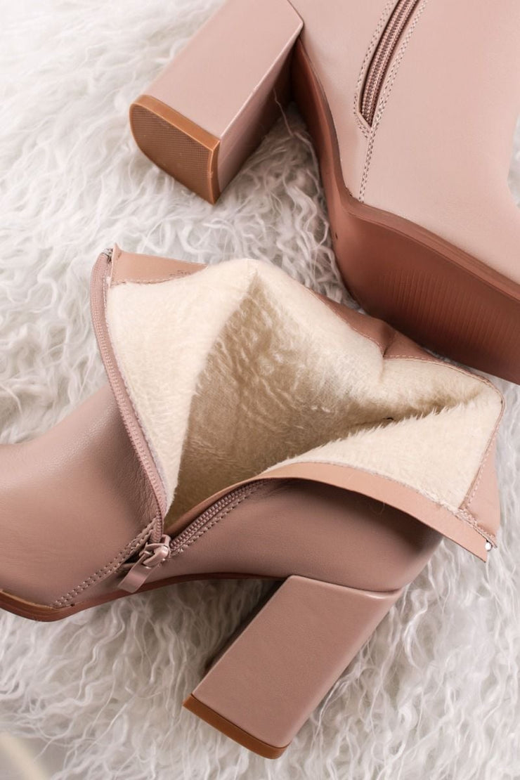 Elegent leather booties - Beige