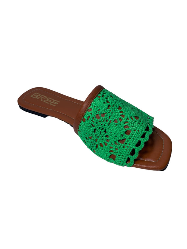 Woven flat slippers - Green