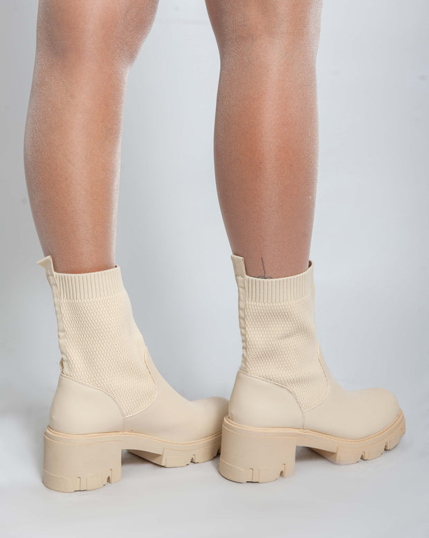 Chunky Ankle Boots - Beige