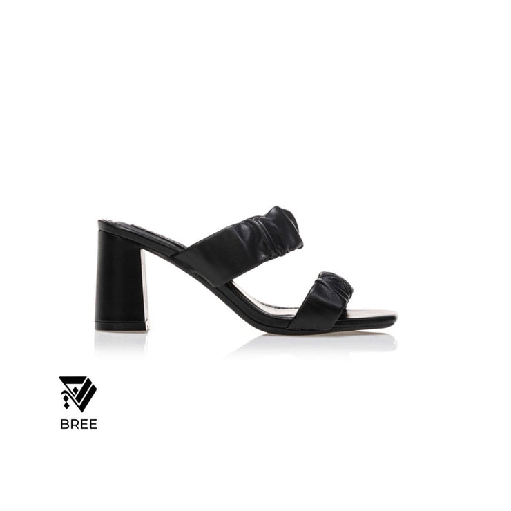 Double strap ruched - Sandal Heels - Black