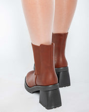 Warm Biker Ankle Boots - Camel