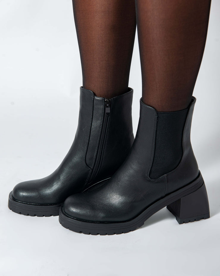 Warm Biker Ankle Boots - Black