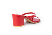 Two Band Chunky Mules - Sandal Heels - Red