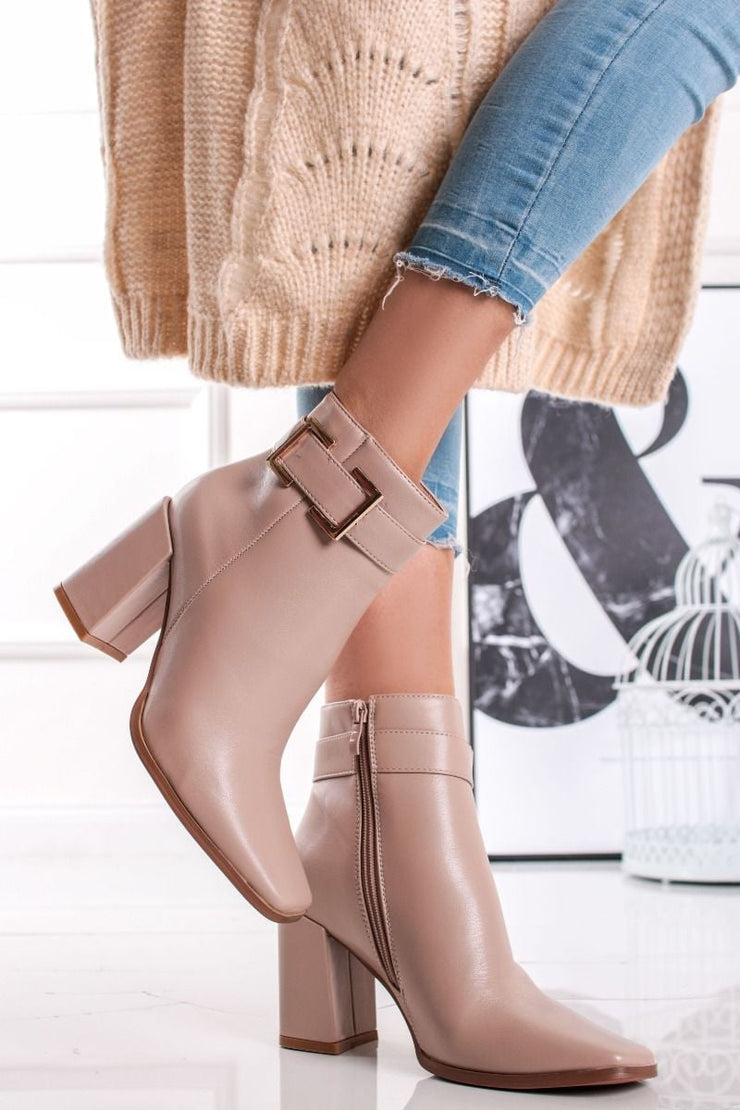 Elegent leather booties - Beige