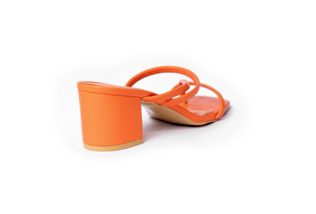 Two Band Chunky Mules - Sandal Heels - Orange