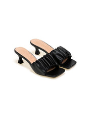 mules pedal with frilled band - Sandal Heels - Black