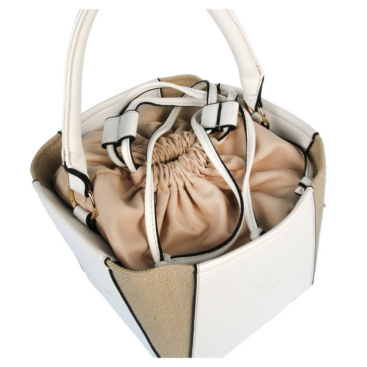 Straw Basket Bag - White
