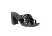 Cross Quilted strap mules - Sandal Heels - Black