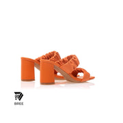 Double strap ruched - Sandal Heels - Orange