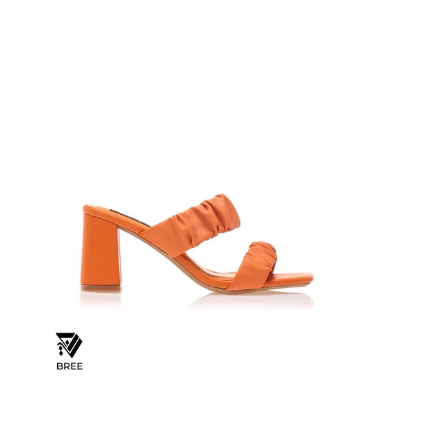 Double strap ruched - Sandal Heels - Orange